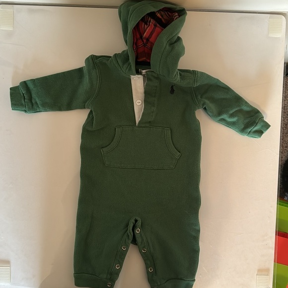 Ralph Lauren Children’s wear Hooded Fleece Playsuit - Picture 2 of 5